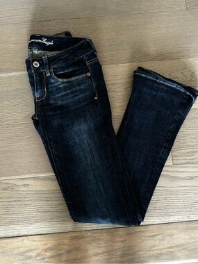 American Eagle Outfitters Women’s Dark Wash Skinny Kick Jeans - Dark Blue